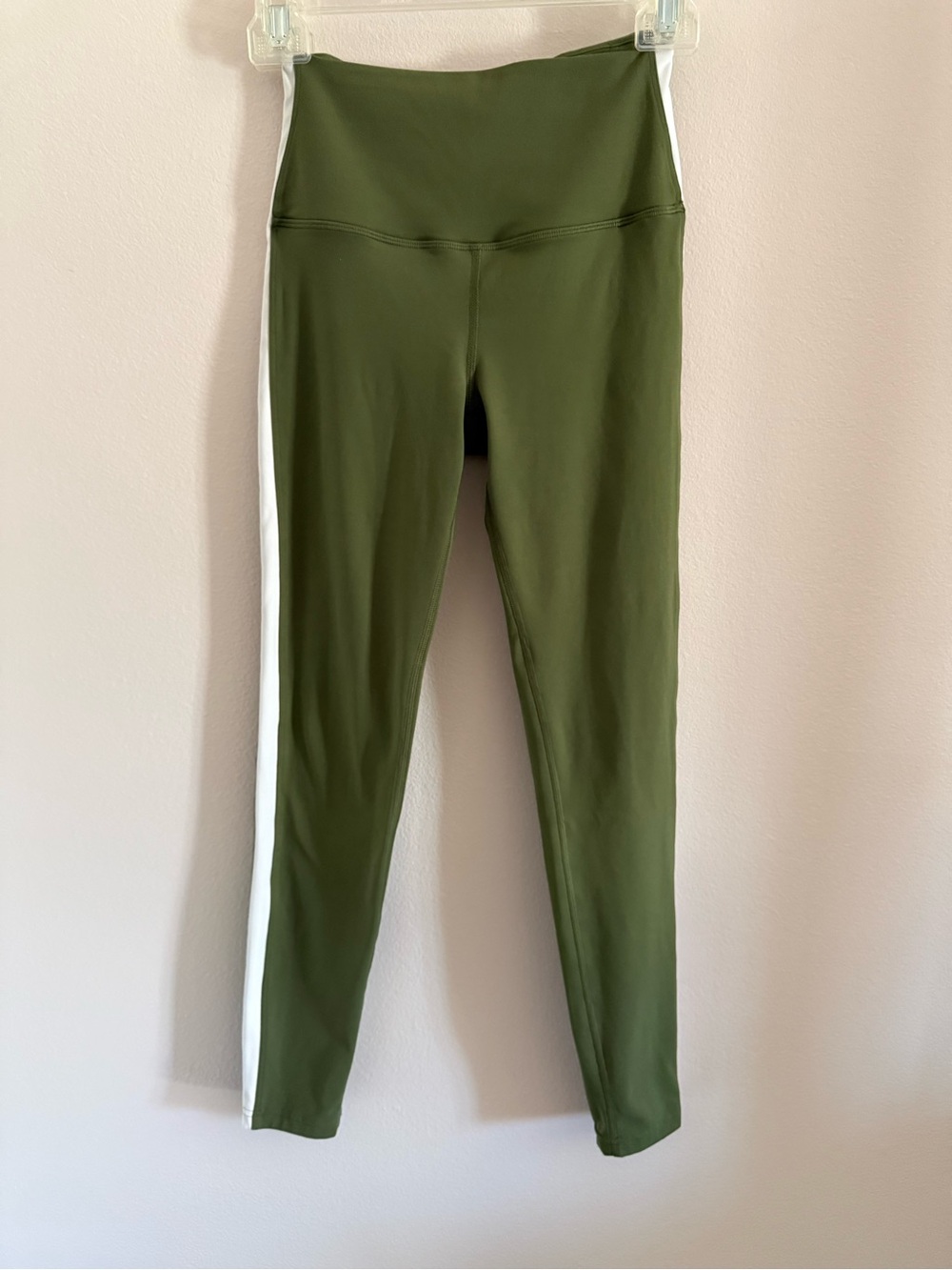 Splits59 Olive Leggings with White Side Stripe - CLARE HIGH WAIST RIGOR